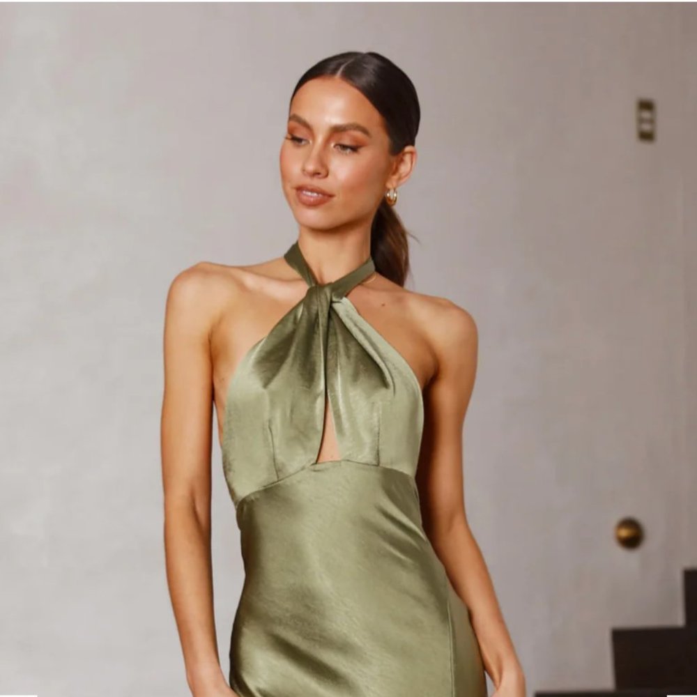 Billy J, Amalia Maxi Dress - Olive, Size Small